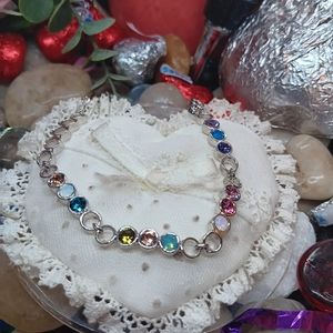 CALLURA Silvertone Multicolor Crystal's Bracelet With Swarovski Crystal's 7.5